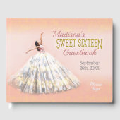 Sweet 16 Verjaardag Waterverf Jurk Blush Roze Goud Gastenboek (Voorkant)