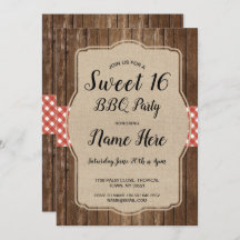 Sweet 16 Verjaardagsfeest BBQ Red Gingham Burlap