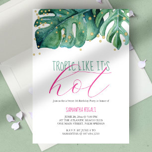 Sweet 16 Verjaardagsfeest Luau Thema Kaart