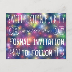 Sweet 16 Verjaardagsfeest Save The Date Stars Aankondigingskaart
