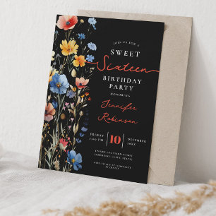 Sweet 16 Verjaardagsfeest Wildflower Weide Kaart