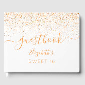 Sweet 16 verjaardagsfeest witte gouden confetti gastenboek (Voorkant)