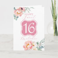 Sweet 16 verjaardagskaart met Eucalyptus Peonies