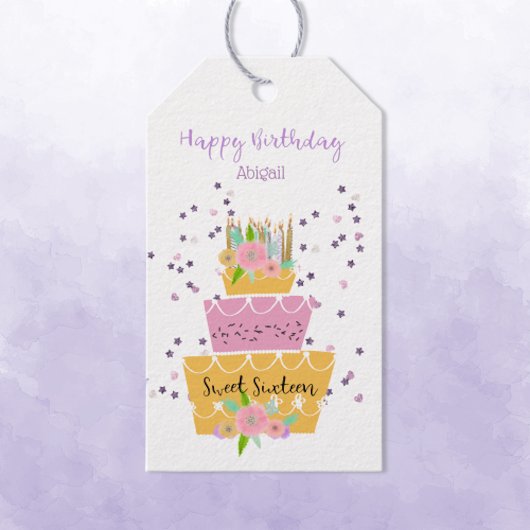 Sweet 16 verjaardagstaart cadeau Label Cadeaulabel