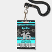Sweet 16 verjaardagsuitnodigingen badge (Voorzijde met lanyard)