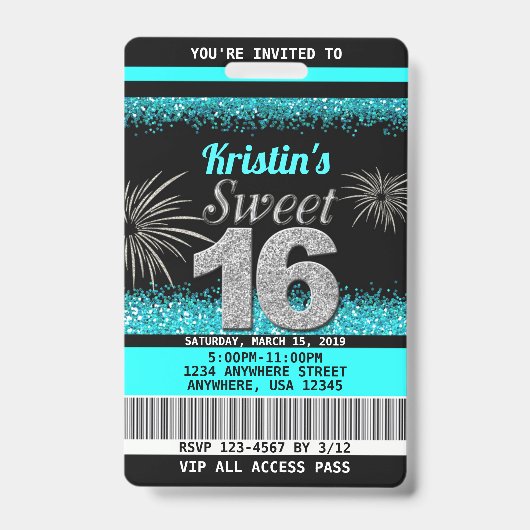 Sweet 16 verjaardagsuitnodigingen badge (Voorzijde)