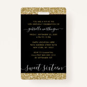 Sweet 16 VIP Access Pass Black and Gold Invitation Badge (Achterkant)