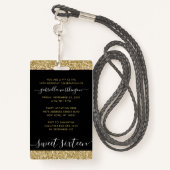 Sweet 16 VIP Access Pass Black and Gold Invitation Badge (Achterkant met draagriem)