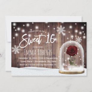 Sweet 16 Winter Beauty Roos Dome Rustic Barn Wood Kaart