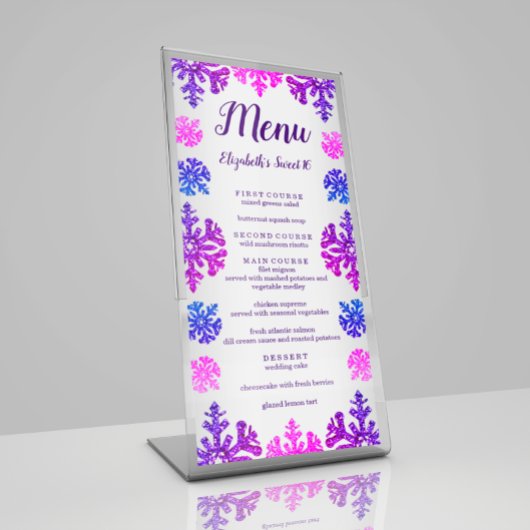 Sweet 16 Winter Sneeuwvlok Verjaardag Menu