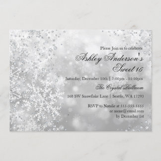 Sweet 16 Winter Wonderland Sparkle Snowflakes Kaart