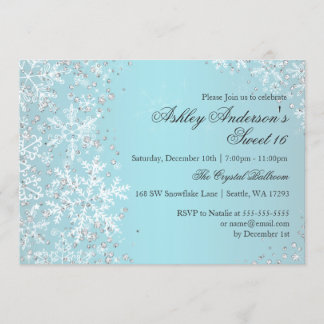 Sweet 16 Winter Wonderland Sparkle Snowflakes Kaart