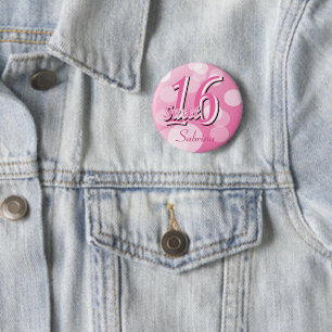Sweet 16 Word Art 16e verjaardag Ronde Button 5,7 Cm