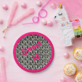 Sweet 16 Zebra Print met roze rand Papieren Bordje (Feest)