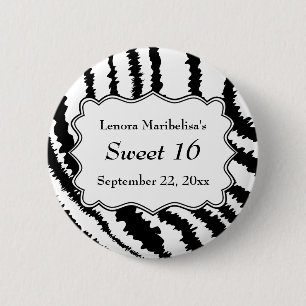 Sweet 16 Zebra Print Pattern Ronde Button 5,7 Cm