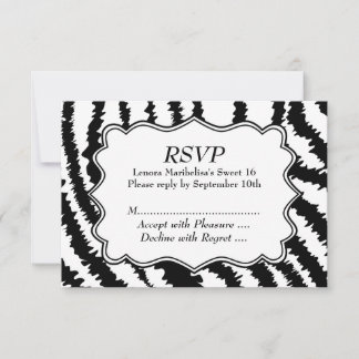 Sweet 16 Zebra Print Pattern RSVP Kaartje