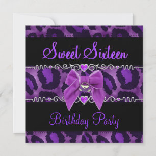 Sweet 16 Zestien Birthday Black Pink Paars Wild 2 Kaart