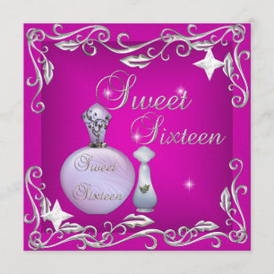 Sweet 16 Zestien flesje met roze parfum op zaterda Kaart