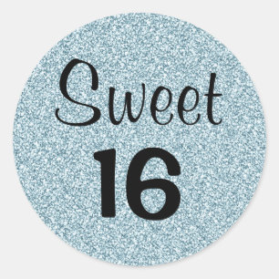 Sweet 16 Zestien zwarte zilveren glitter Sparkle Ronde Sticker