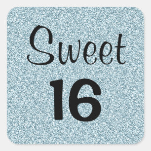 Sweet 16 Zestien zwarte zilveren glitter Sparkle Vierkante Sticker