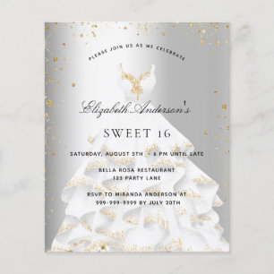 Sweet 16 zilveren gouden jurk uitnodiging