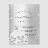 Sweet 16 zilverjurk luxe uitnodiging (Voorkant)