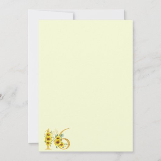 Sweet 16 Zonnebloem Verjaardag Save The Date (Achterkant)