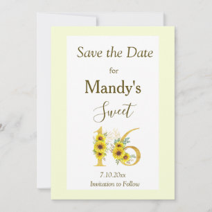 Sweet 16 Zonnebloem Verjaardag Save The Date