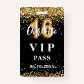 Sweet 16 zwart goud vip party pass badge (Voorkant)