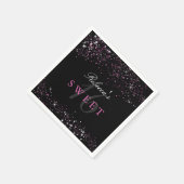 Sweet 16 Zwart Roze Sparkle Glitter Servetten (Hoek)