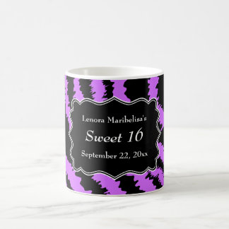 Sweet 16 Zwarte en Paarse Zebra Pattern Koffiemok