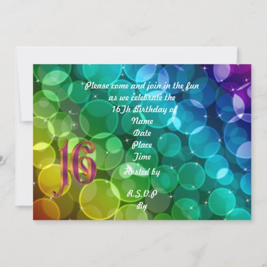 Sweet 16e anniversaire arc-en-ciel Invitation (Dos)