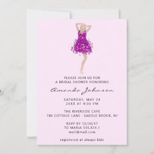 Sweet 16e Vrijgezellenfeest Roze Glitter Dress Kaart