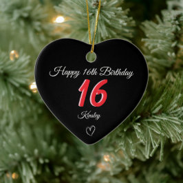 sweet 16th Birthday Black Shadow Monogram Keramisch Ornament