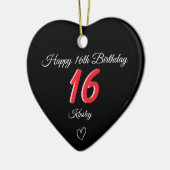 sweet 16th Birthday Black Shadow Monogram Keramisch Ornament (Links)