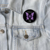 Sweet 16th Birthday Butterfly Personalized Ronde Button 5,7 Cm (In situ)