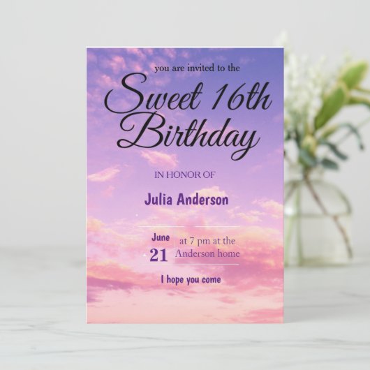 Sweet 16th Birthday Card Invitation (Debout devant)