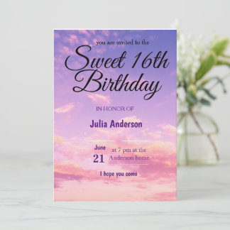 Sweet 16th Birthday Card Invitation Kaart