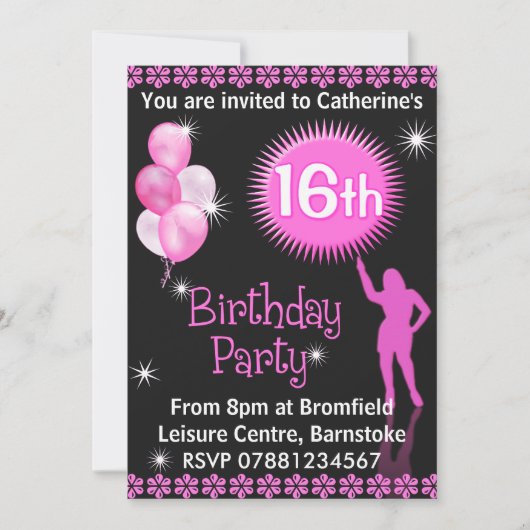 Sweet 16th Birthday Party Invitation (Devant)