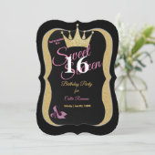 Sweet 16th Birthday Party Pink Stiletto's Kaart (Staand voorkant)