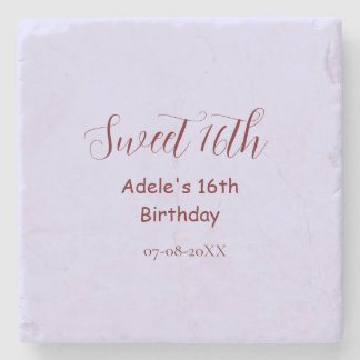 Sweet 16th birthday purple pastel mauve retro name stenen onderzetter