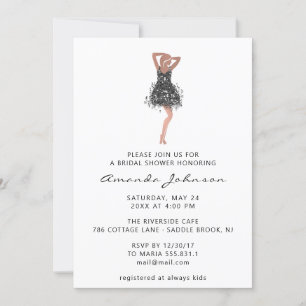 Sweet 16th Bruidsshower Zwarte Glitter Jurk Witte Kaart