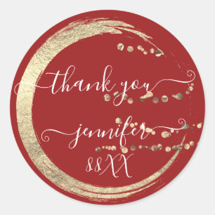 Sweet 16th Dank je Goud Save The Date Rood Ronde Sticker