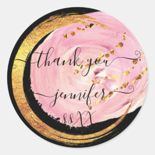 Sweet 16th Dank Je Save The Date Roze ZwartGoud  Ronde Sticker