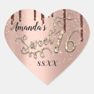 Sweet 16th Heart Glitter Confetti Trendy Drips Hart Sticker