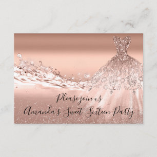 Sweet 16th Party Roos Gold Glitter Ocean Bridal Kaart