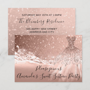 Sweet 16th Party Roos Gold Glitter Ocean Dress Kaart