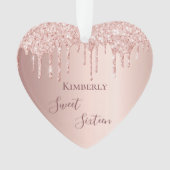 Sweet 16th Sixteen 16 Birthday roos Gold Drips Ornament (voorkant)