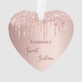 Sweet 16th Sixteen 16 Birthday roos Gold Drips Ornament (achterkant)