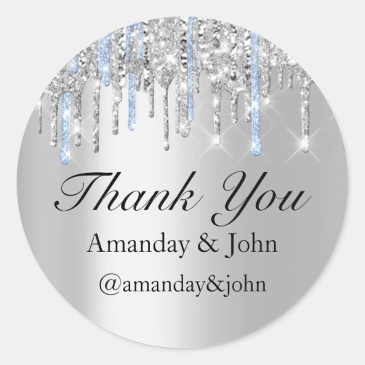 Sweet 16th Wedding Favor Bridal Hartelijk dank Blu Ronde Sticker (Voorkant)